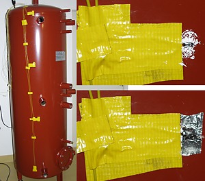 Pufferspeicher mit Temperatur-Sensoren bestückt